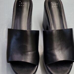 A New Day Black Mules with Minimalist Design